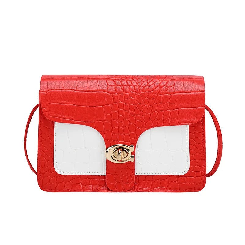 Women's One Shoulder Bag Contrast Lock Crossbody Square Bag