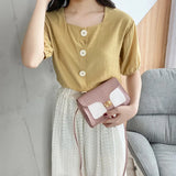 Women's One Shoulder Bag Contrast Lock Crossbody Square Bag