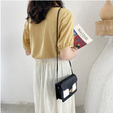 Women's One Shoulder Bag Contrast Lock Crossbody Square Bag