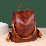 Women's PU Leather Backpack Shoulder Bags Retro Female School Bag for Teenager