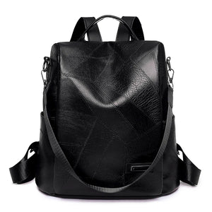 Women's PU Leather Backpack Shoulder Bags Retro Female School Bag for Teenager