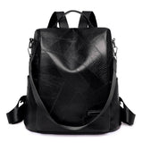 Women's PU Leather Backpack Shoulder Bags Retro Female School Bag for Teenager