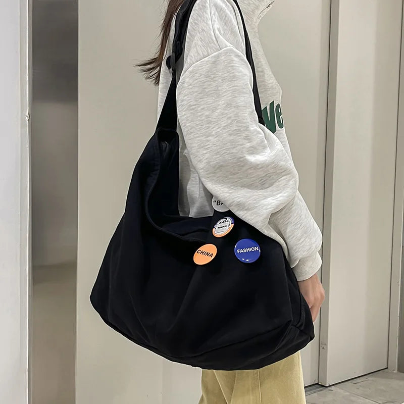 Women's Canvas Messenger Bag Large Capacity Casual Shoulder Handbag