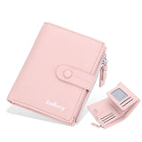 Women's Zipper Short Wallet Litchi Clip Buckle Wallet