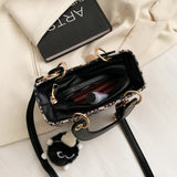 Women's Leather Canvas Shoulder Bag Stylish Square Crossbody Bag