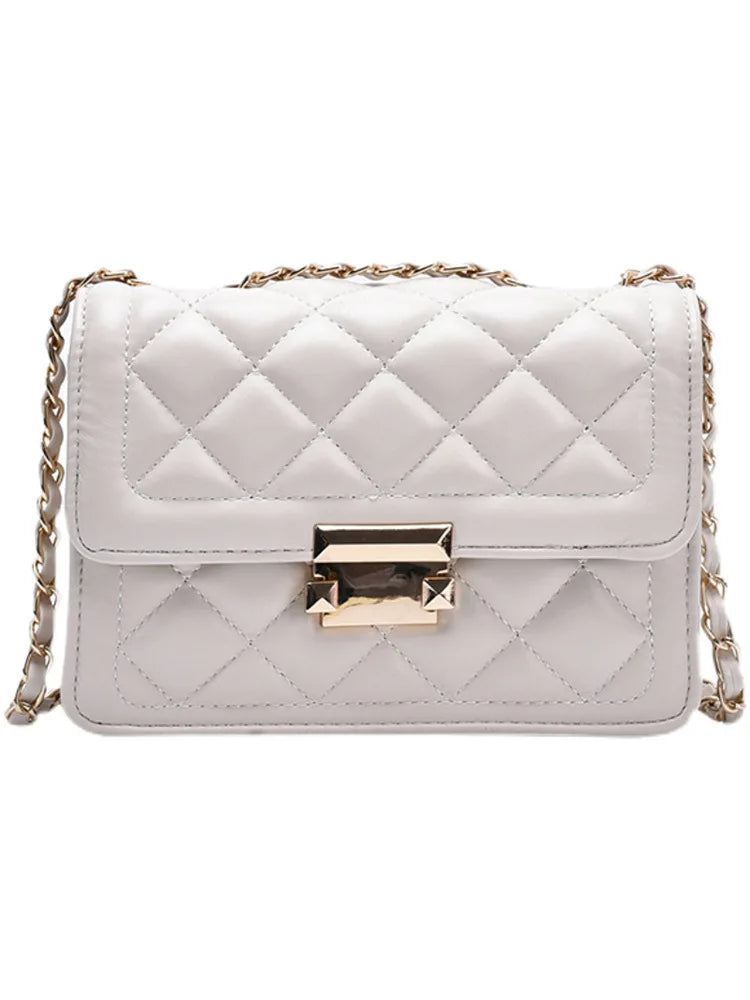 Retro Rhombus Check Shoulder Bag Chain Handbag