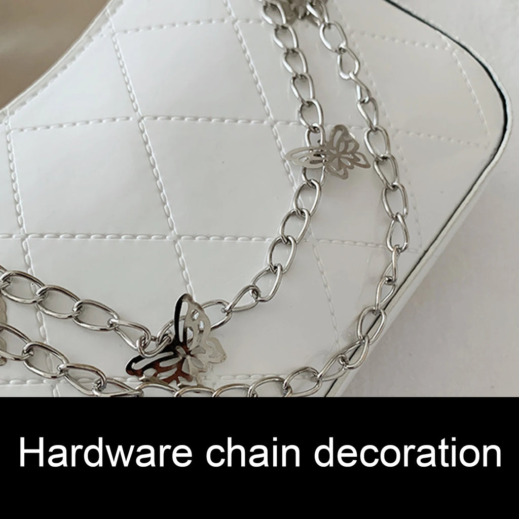 Vintage Butterfly Chain PU Leather Shoulder Bag
