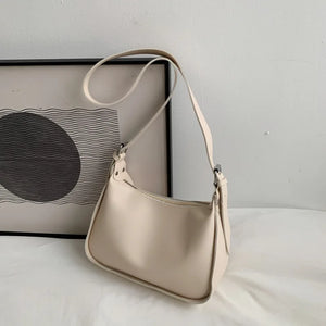 Small Tote Handbags Solid PU Leather Vintage Shoulder Bag Women Shopper Bags