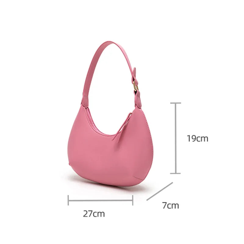 PU Leather Shoulder Bags for Women - Solid Hobo Shopper Handbags