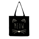 Cartoon Cat Printed Tote Bag Women's Shoulder Handbag