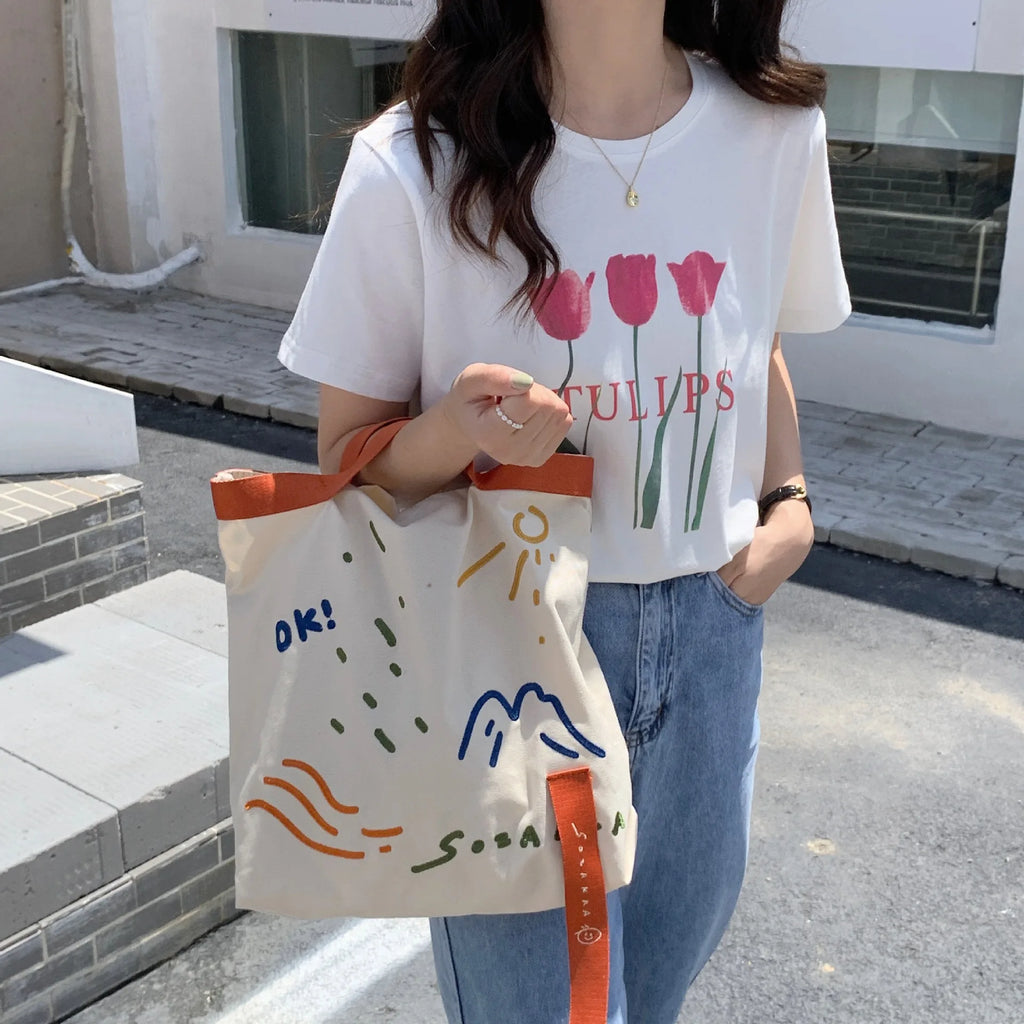 Large Canvas Shoulder Shoppers Handbag Tote Bag for Women