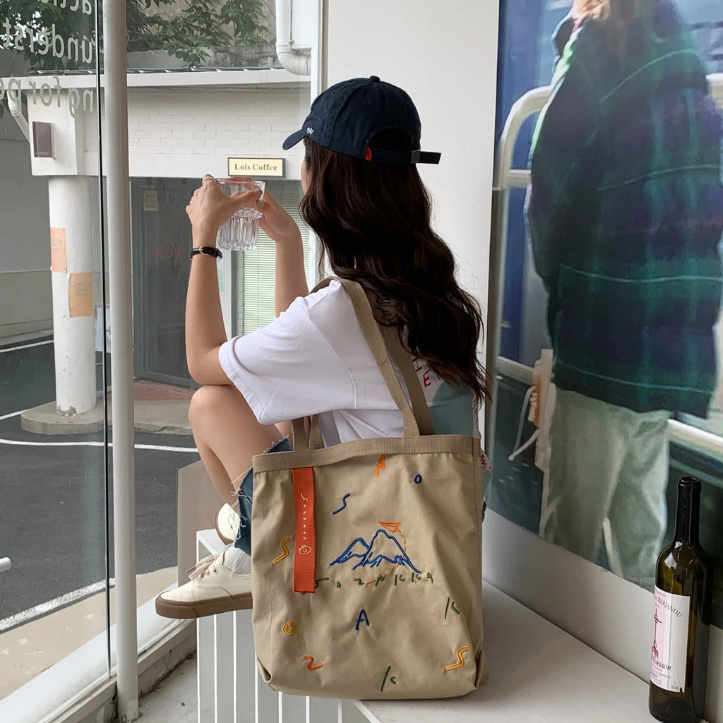 Large Canvas Shoulder Shoppers Handbag Tote Bag for Women