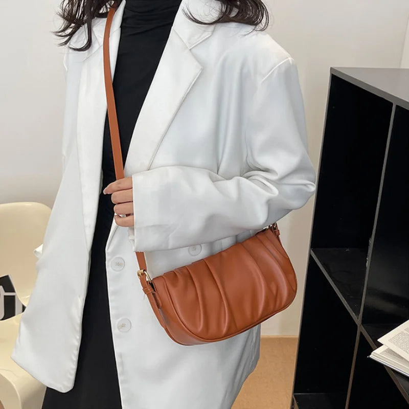 Casual Fold One Shoulder Square Crossbody Bags for Women