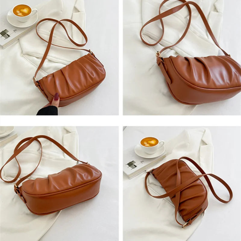 Casual Fold One Shoulder Square Crossbody Bags for Women