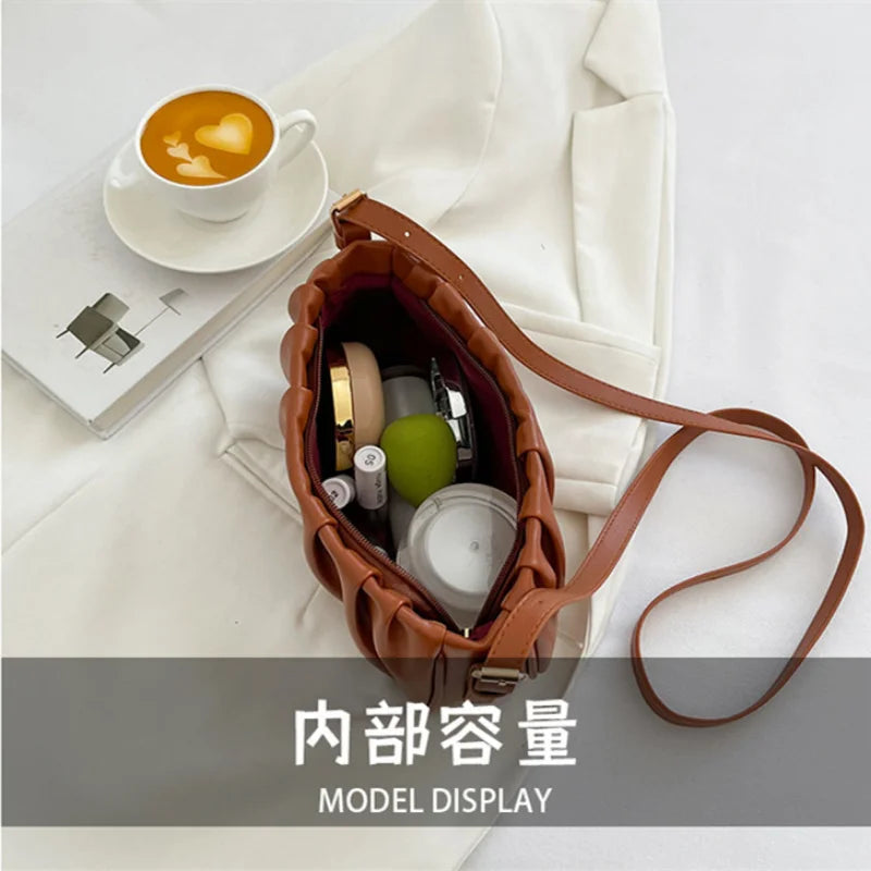 Casual Fold One Shoulder Square Crossbody Bags for Women