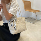 Women's Straw Bag Flower Woven Beach Shoulder Tote Large-capacity Handbags