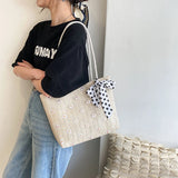 Women's Straw Bag Flower Woven Beach Shoulder Tote Large-capacity Handbags