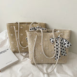 Women's Straw Bag Flower Woven Beach Shoulder Tote Large-capacity Handbags