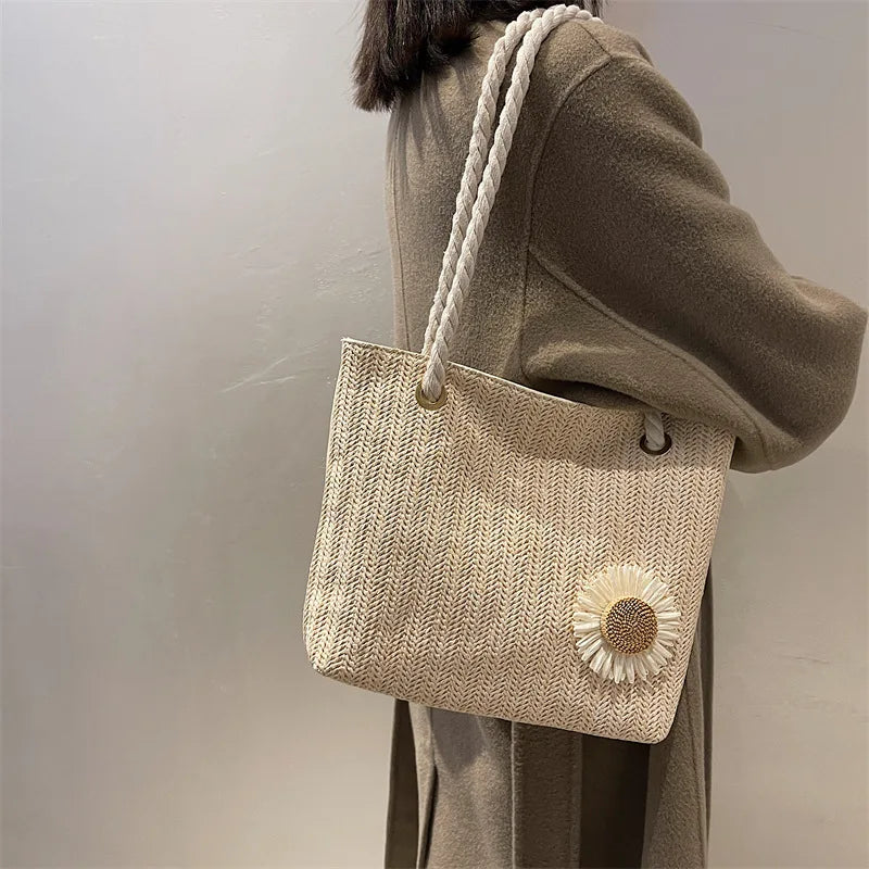 Women's Woven Straw Handbag Large Beach Tote Shoulder Bag