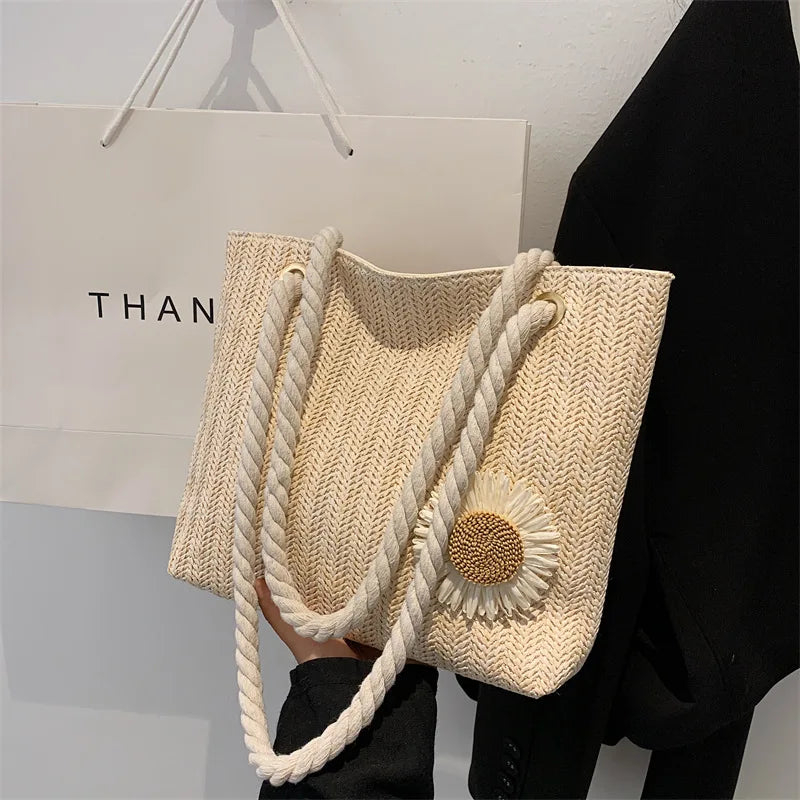 Women's Woven Straw Handbag Large Beach Tote Shoulder Bag