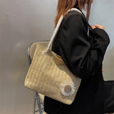 Women's Woven Straw Handbag Large Beach Tote Shoulder Bag