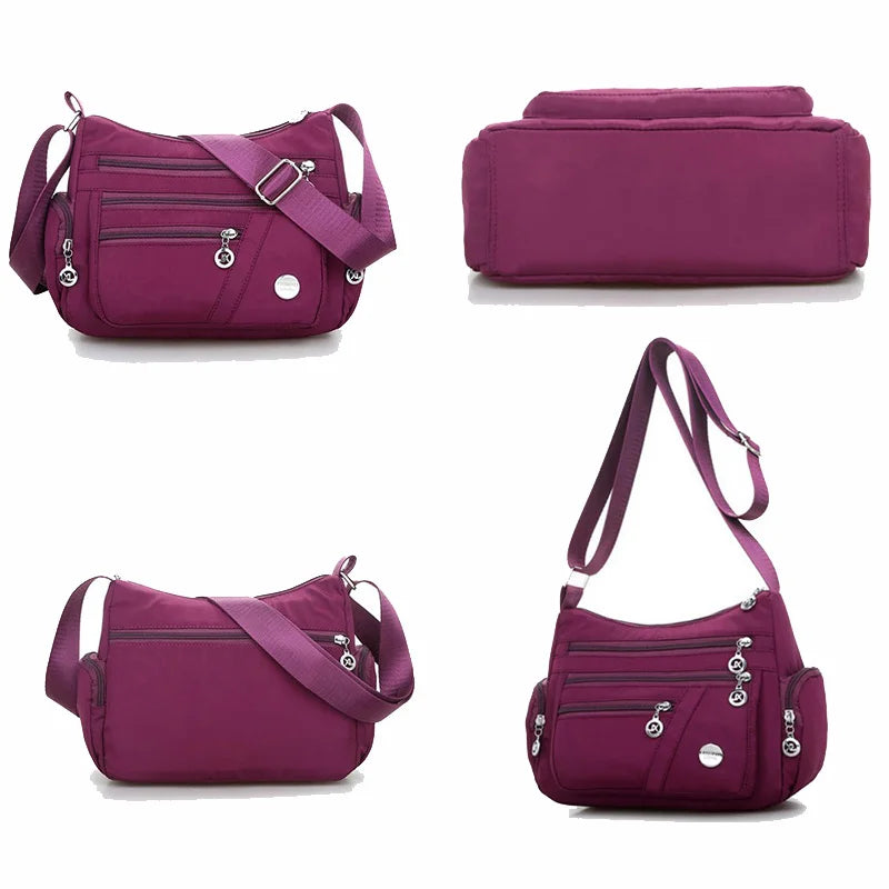 Waterproof Nylon Shoulder Bag for Women Casual Crossbody Sling Messenger Bag
