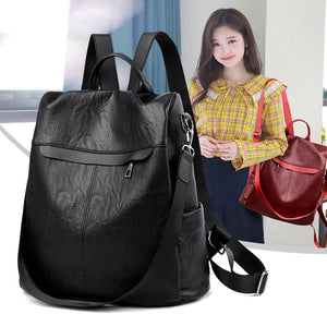 Women's PU Leather Backpack Large Travel Bag Schoolbag