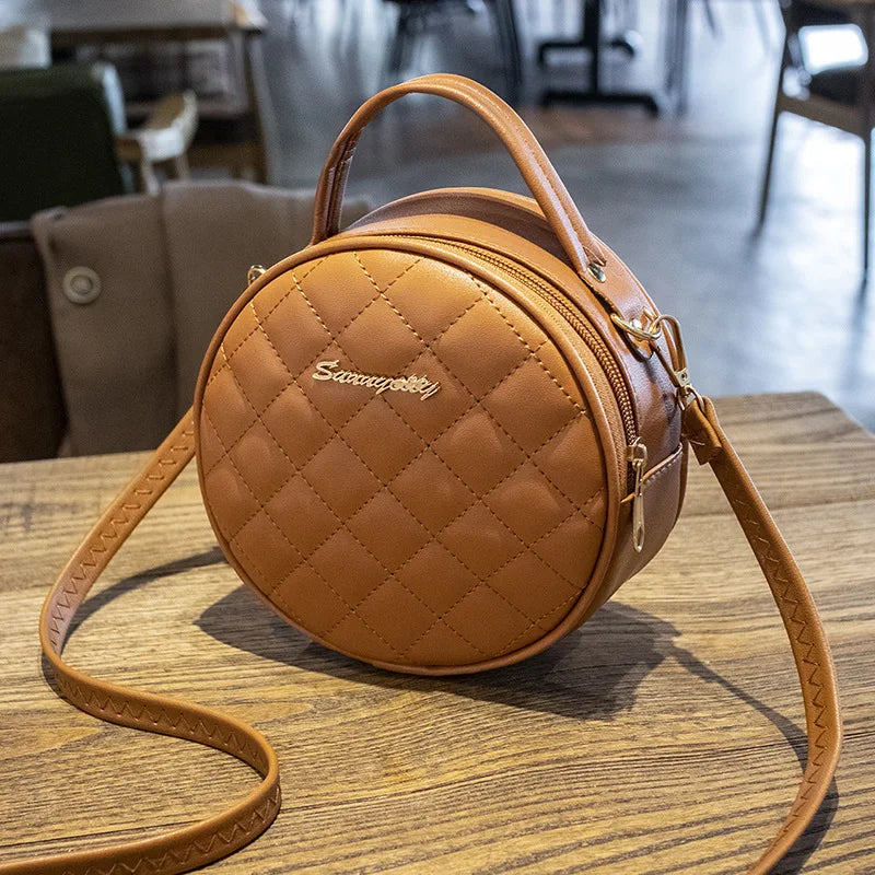Rhombus One-Shoulder Small Round Bag Handbag