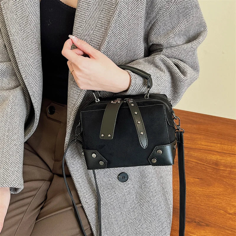 Women's Suede Shoulder Bag, High-Quality Handbag Series