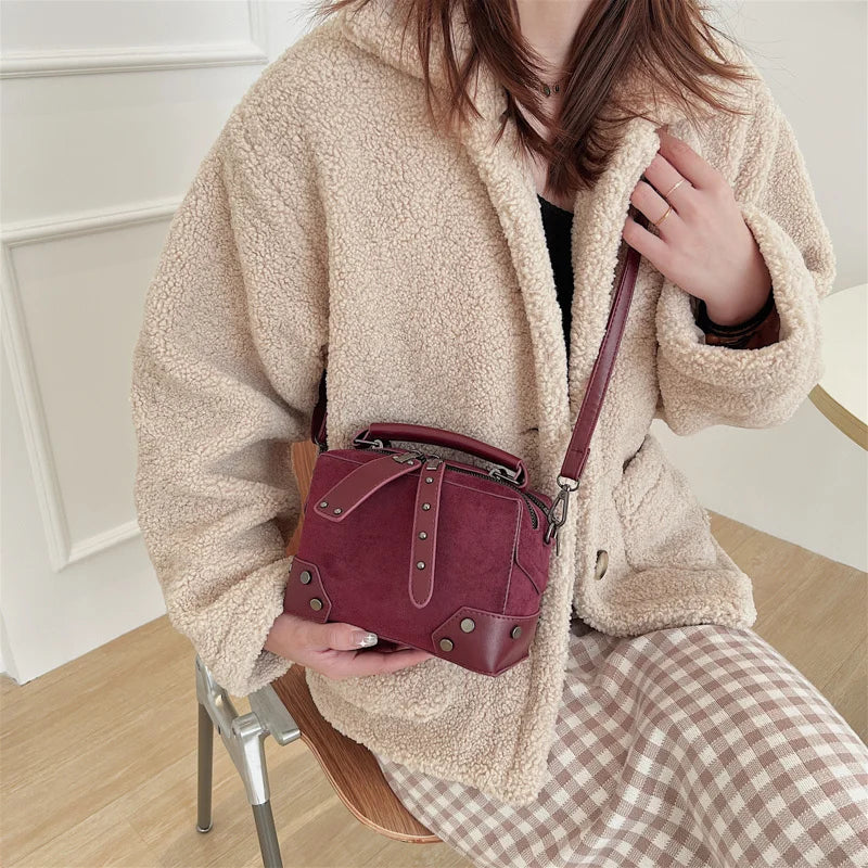 Women's Suede Shoulder Bag, High-Quality Handbag Series
