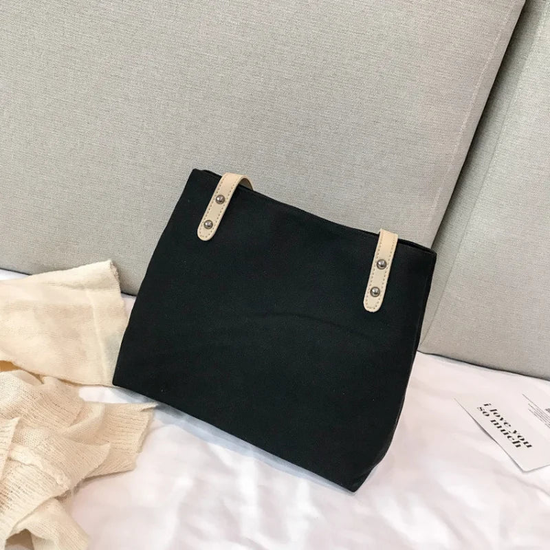 One-Shoulder Canvas Tote Bag Large Capacity Schoolbag Handbag