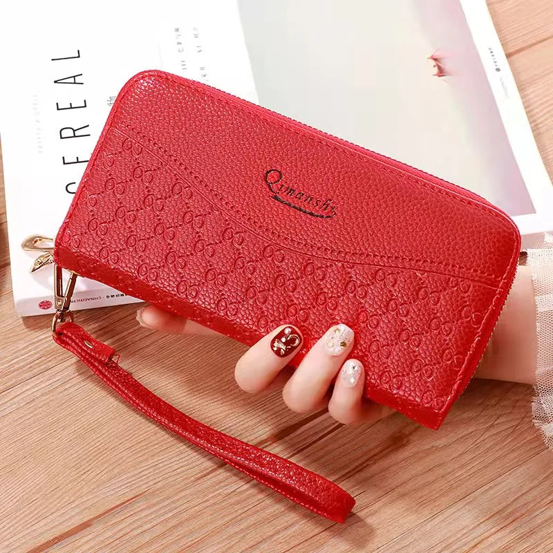 Women's Long Clutch Bag Star Print Double Zipper Phone Bag