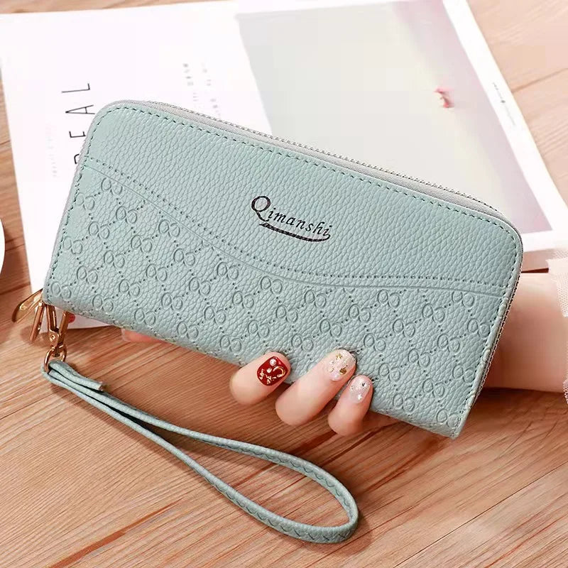 Women's Long Clutch Bag Star Print Double Zipper Phone Bag