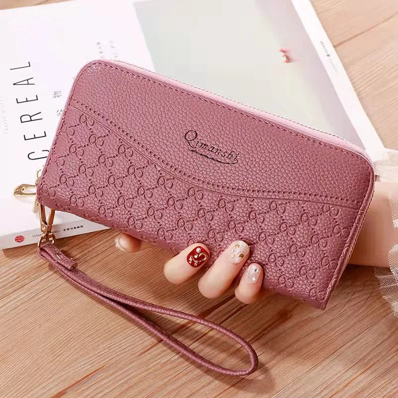 Women's Long Clutch Bag Star Print Double Zipper Phone Bag