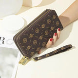 Women's Printed Clutch Bag with Multiple Zippers and Hand Strap