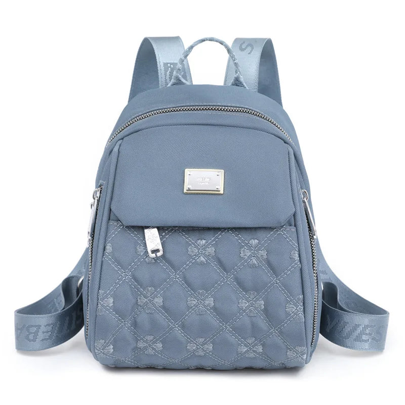 Mini Quilted Backpack Waterproof Nylon College Girls School Daypack