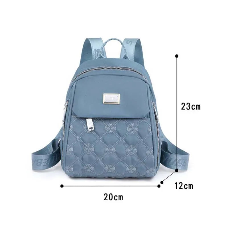 Mini Quilted Backpack Waterproof Nylon College Girls School Daypack