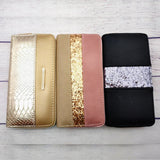 Long Clutch Purse Glitter Bag Zipper Phone Pocket