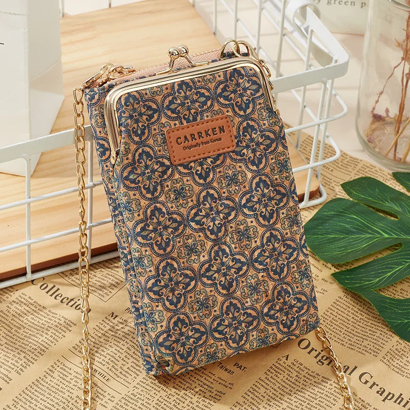 Wood Grain Women Small Shoulder Bag PU Leather Mini Crossbody Messenger