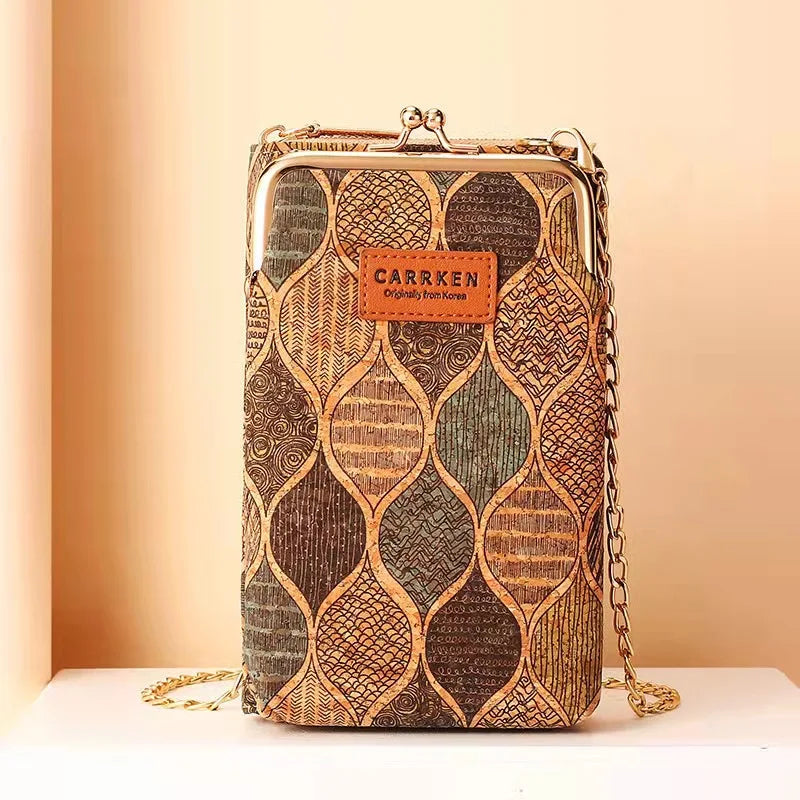 Wood Grain Women Small Shoulder Bag PU Leather Mini Crossbody Messenger