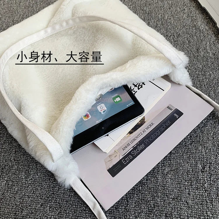 Japanese Style Woolen Bag for Women Autumn Winter