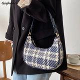 Plaid Crossbody Bag Underarm Zipper Shoulder Handbag