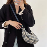 Plaid Crossbody Bag Underarm Zipper Shoulder Handbag