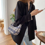 Plaid Crossbody Bag Underarm Zipper Shoulder Handbag