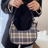 Plaid Crossbody Bag Underarm Zipper Shoulder Handbag