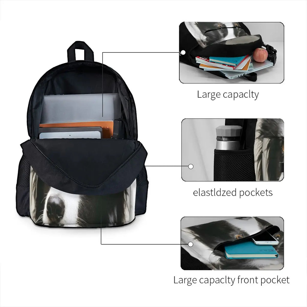 Border Collie Backpacks Men Women Bag