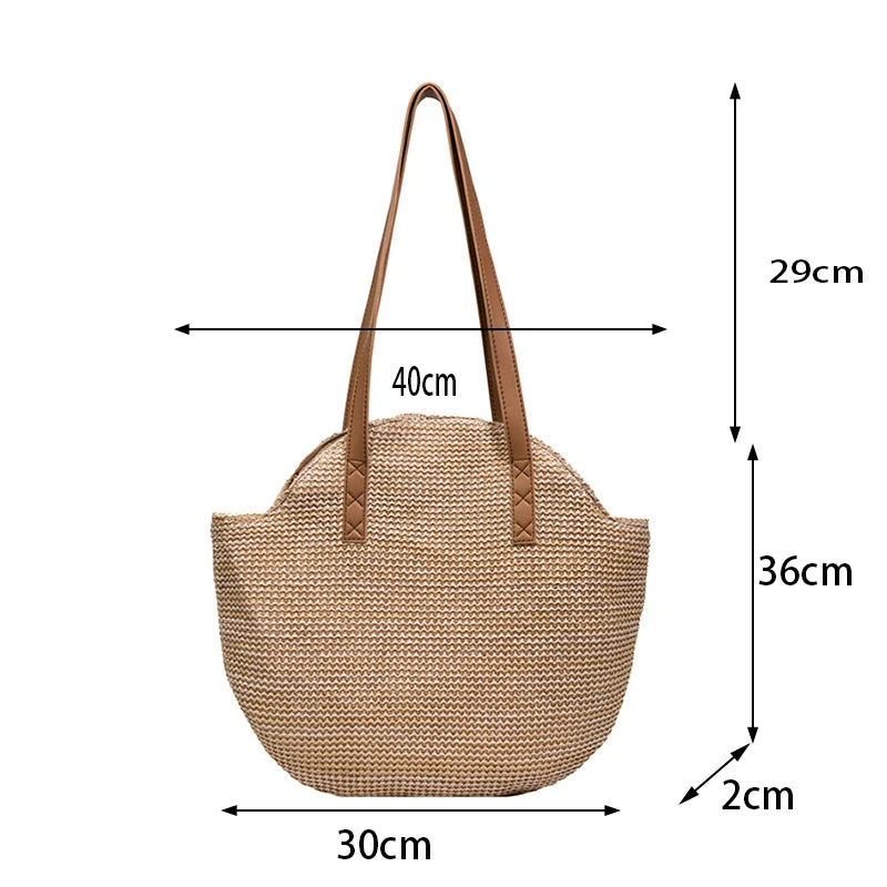 Summer Large Straw Beach Bag Rattan Shoulder Handbag Tote