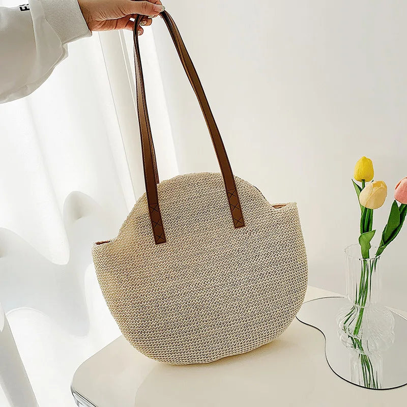 Summer Large Straw Beach Bag Rattan Shoulder Handbag Tote