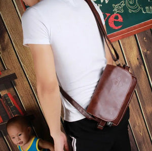 Vintage Messenger Bag for Men Small Flap Crossbody Shoulder Bag