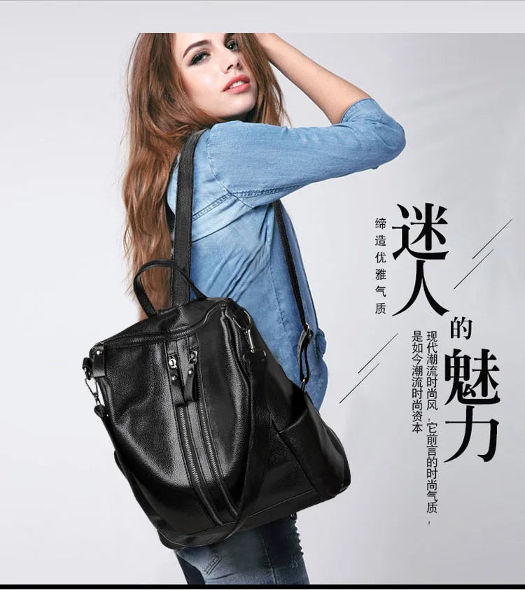 Lady Leather Backpack Travel Bag
